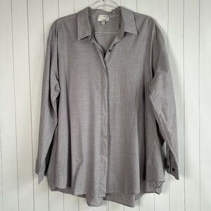 Ryllace plus size 18 long sleeve button up shirt gray organic cotton lightweight